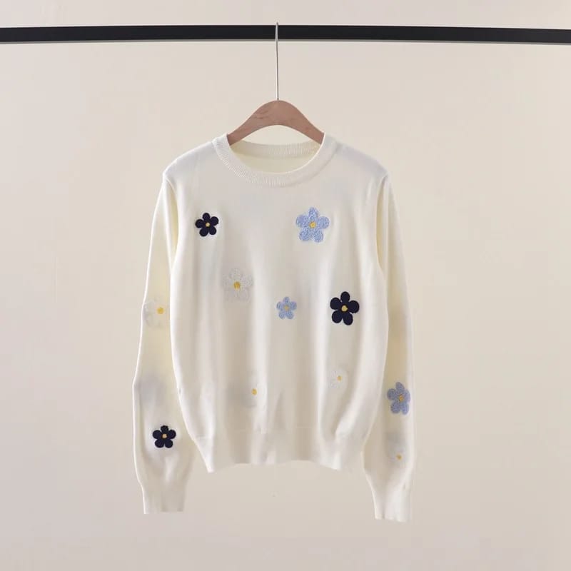 Buzo dama hilo con Flores de relieve